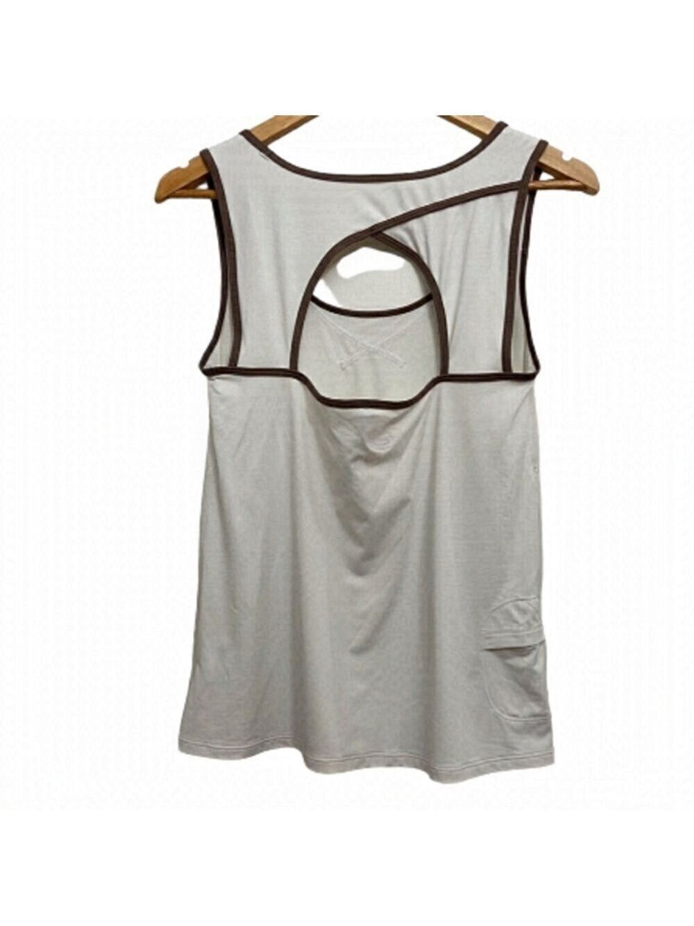 2/40$  LOLE ecru tank top brown open back yoga training sports athletics medium